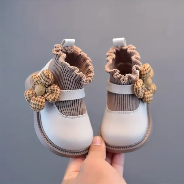 Adorables chaussures de marche individuelles pour bébé, Semelle souple, bottines montantes à motifs floraux et nuageux