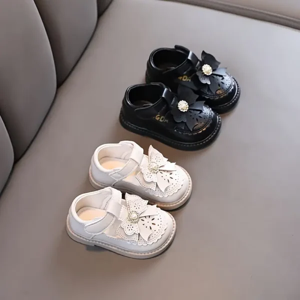 Chaussures plates Oxford décontractées mignonnes de couleur unie avec nœud papillon pour bébé fille, chaussures de marche légères et confortables - Image 9