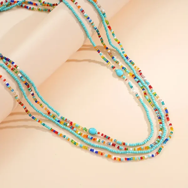 Lot de 4 chaînes de corps de style bohème - Chaînes de taille en perles multicolores avec accents turquoise - Image 2