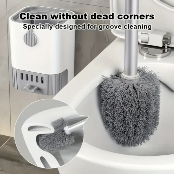 Ensemble de brosses de toilette murales au design élégant avec support – Image 6