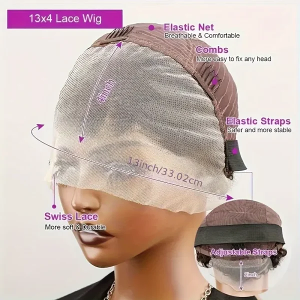 Perruque brésilienne élégante en cheveux humains pré-épilés pour femmes noires - Image 3