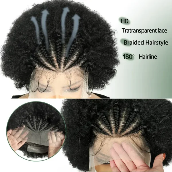 Perruque élégante en dentelle frontale bouclée afro crépue - Image 2