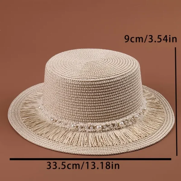Chapeaux de paille tissés élégants et stylés pour femmes, parfaits pour la protection solaire et la décoration de la plage en plein air. – Image 3