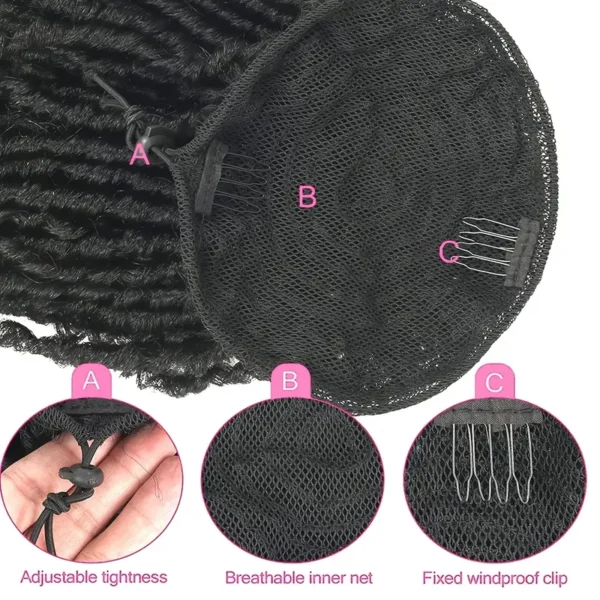 Extensions de cheveux synthétiques pour queue de cheval avec cordon de serrage de 15,24 cm pour dreadlocks courts - Image 7