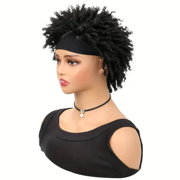 Perruque synthétique afro crépue bouclée Mtmei Hair pour femme, Style basique, Faux Locs torsadés courts avec bandeau - Image 4