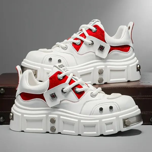 Baskets tendance pour homme, semelle épaisse, style cyberpunk rock, chaussures de sport décontractées à tige basse – Image 9