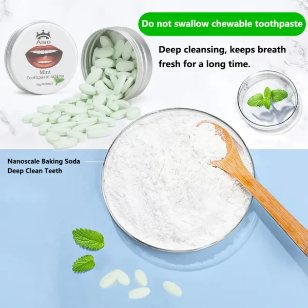 50 comprimés de dentifrice à la menthe à effet complet à croquer pour les voyages, nettoient la bouche en profondeur et gardent une haleine fraîche pendant longtemps – Image 3