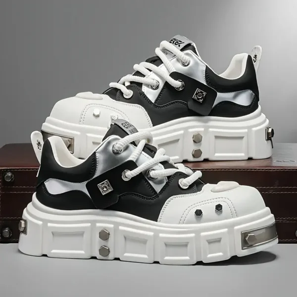 Baskets tendance pour homme, semelle épaisse, style cyberpunk rock, chaussures de sport décontractées à tige basse – Image 7