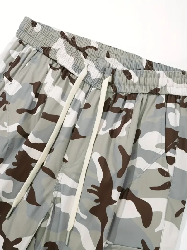 Pantalon cargo imprimé camouflage, pantalon ample 100 % polyester, style urbain, avec plusieurs poches, pour un week-end décontracté, tissu tissé toutes saisons, pantalon grande taille – Image 12