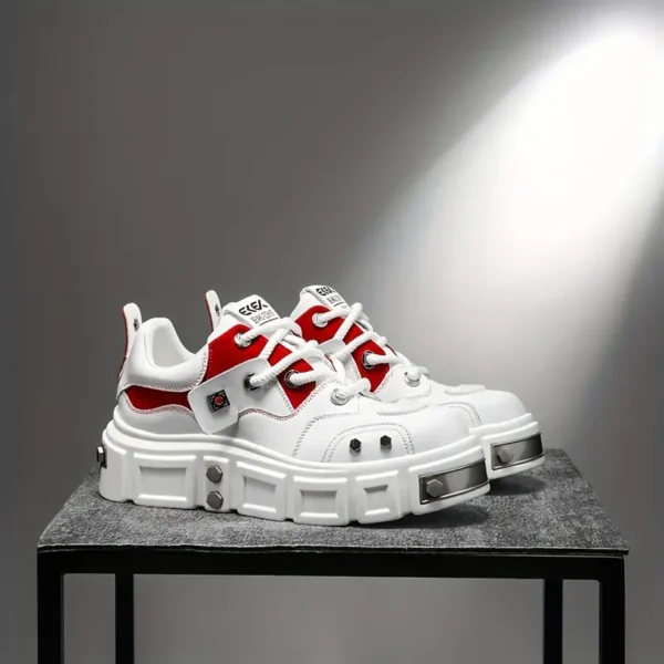 Baskets tendance pour homme, semelle épaisse, style cyberpunk rock, chaussures de sport décontractées à tige basse – Image 5