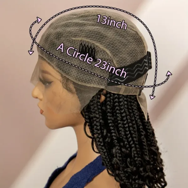 Perruque tressée à la main avec dentelle frontale 360° et cheveux de bébé, tresses synthétiques noires torsadées pour femmes - Image 7