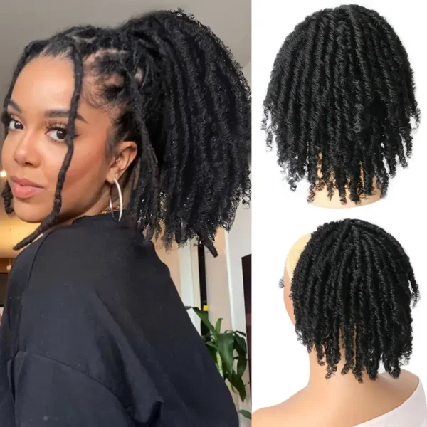 Extensions de cheveux synthétiques pour queue de cheval avec cordon de serrage de 15,24 cm pour dreadlocks courts