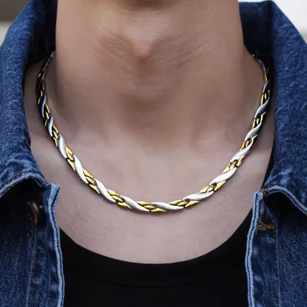 Fabriqué en acier titane 316L avec 44 éléments intégrés, Collier magnétique pour homme