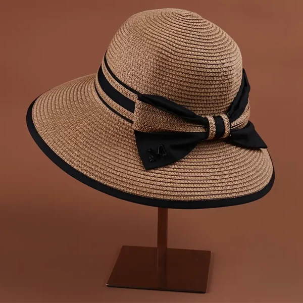 Chapeaux de paille tissés élégants et stylés pour femmes, parfaits pour la protection solaire et la décoration de la plage en plein air. – Image 7