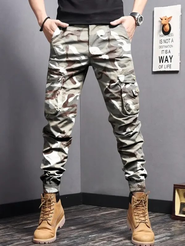 Pantalon cargo imprimé camouflage, pantalon ample 100 % polyester, style urbain, avec plusieurs poches, pour un week-end décontracté, tissu tissé toutes saisons, pantalon grande taille – Image 16