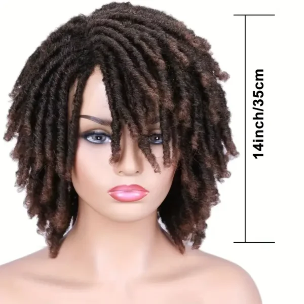 Perruque synthétique pour dreadlocks, tresses afro torsadées, perruque courte bouclée noire - Image 5