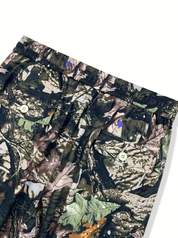 Pantalon cargo imprimé camouflage, pantalon ample 100 % polyester, style urbain, avec plusieurs poches, pour un week-end décontracté, tissu tissé toutes saisons, pantalon grande taille – Image 10