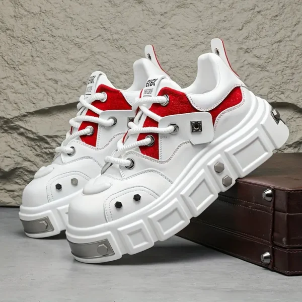 Baskets tendance pour homme, semelle épaisse, style cyberpunk rock, chaussures de sport décontractées à tige basse – Image 6