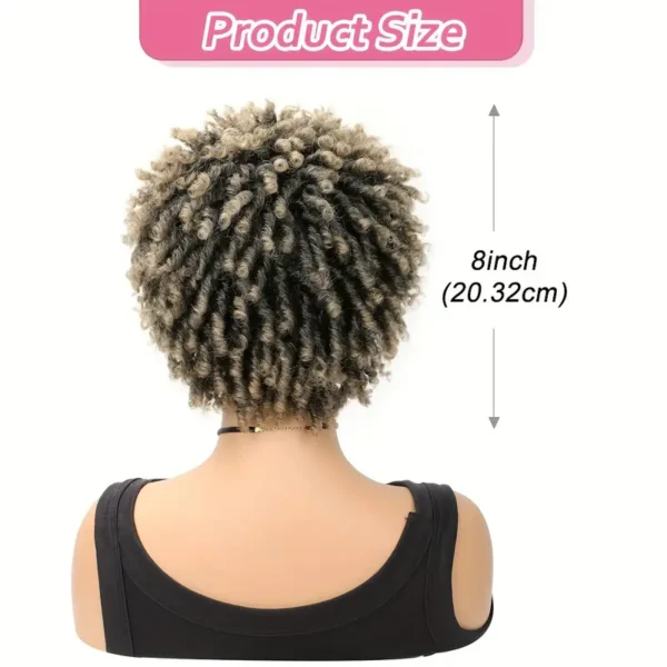 Perruque synthétique afro crépue bouclée Mtmei Hair pour femme, Style basique, Faux Locs torsadés courts avec bandeau - Image 6