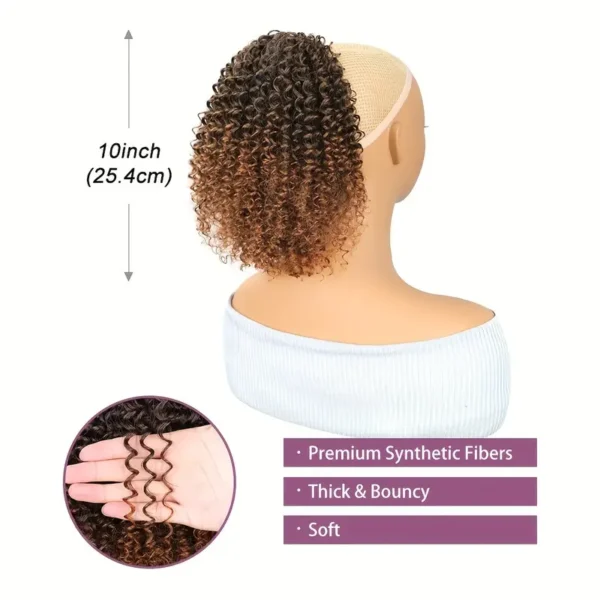 Mtmei Hair 25,4 cm Afro Court Crépus Bouclés Queue de Cheval avec Cordon de Serrage, Extension de Cheveux Synthétiques Volumineuse à Clipser - Image 11