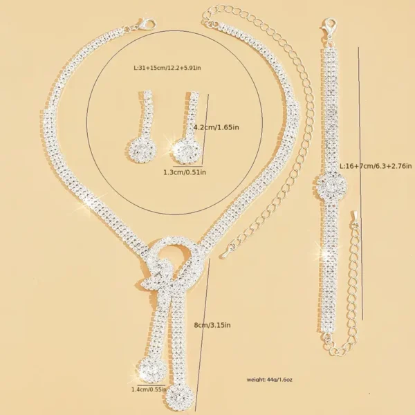 Ensemble de bijoux de soirée 1 collier + 1 paire de boucles d'oreilles + 1 bracelet – Image 4
