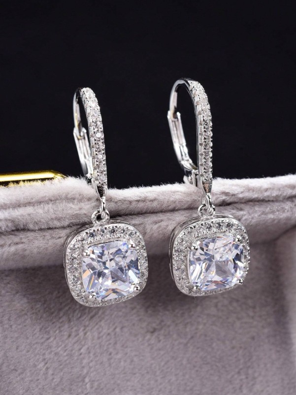 Esberry 1 paire de boucles d'oreilles en zircone artificielle S925/925 avec diamant pour femmes 3 Esberry 1 paire de boucles d'oreilles en zircone artificielle S925/925 avec diamant pour femmes – Image 2
