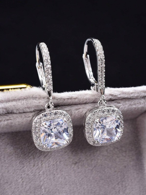 Esberry 1 paire de boucles d'oreilles en zircone artificielle S925/925 avec diamant pour femmes 2 Esberry 1 paire de boucles d'oreilles en zircone artificielle S925/925 avec diamant pour femmes