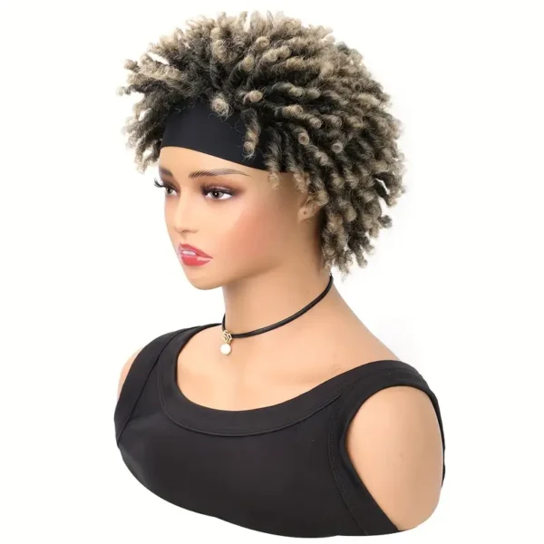 Perruque synthétique afro crépue bouclée Mtmei Hair pour femme, Style basique, Faux Locs torsadés courts avec bandeau - Image 11