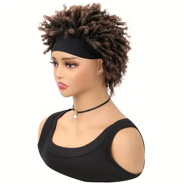 Perruque synthétique afro crépue bouclée Mtmei Hair pour femme, Style basique, Faux Locs torsadés courts avec bandeau - Image 13