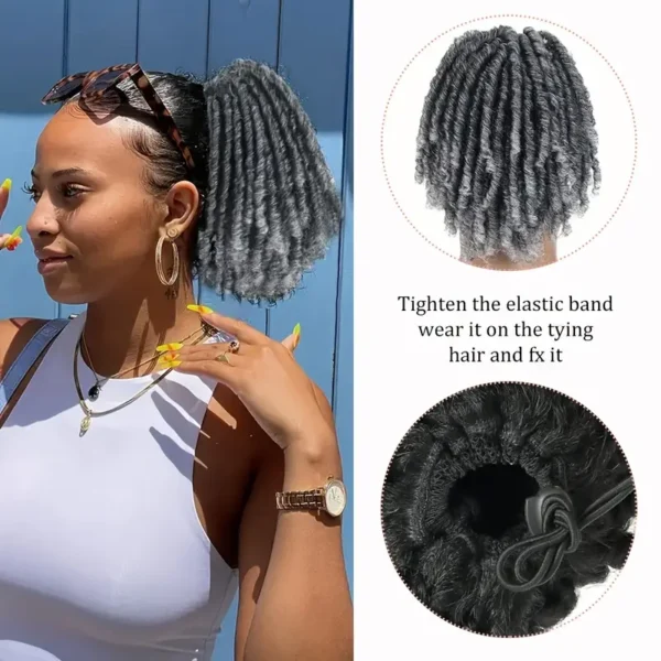 Extensions de cheveux synthétiques pour queue de cheval avec cordon de serrage de 15,24 cm pour dreadlocks courts - Image 8