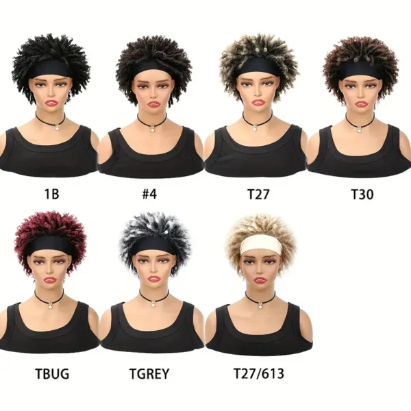 Perruque synthétique afro crépue bouclée Mtmei Hair pour femme, Style basique, Faux Locs torsadés courts avec bandeau - Image 9