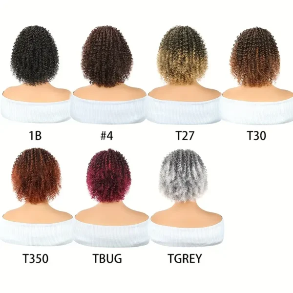 Mtmei Hair 25,4 cm Afro Court Crépus Bouclés Queue de Cheval avec Cordon de Serrage, Extension de Cheveux Synthétiques Volumineuse à Clipser - Image 10