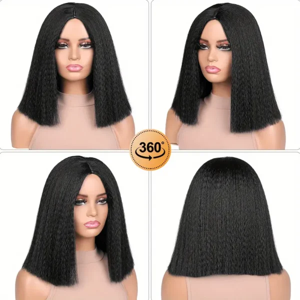 Perruque Yaki Straight Bob pour femme, longueur d'épaule synthétique de 30,48 cm - Image 13