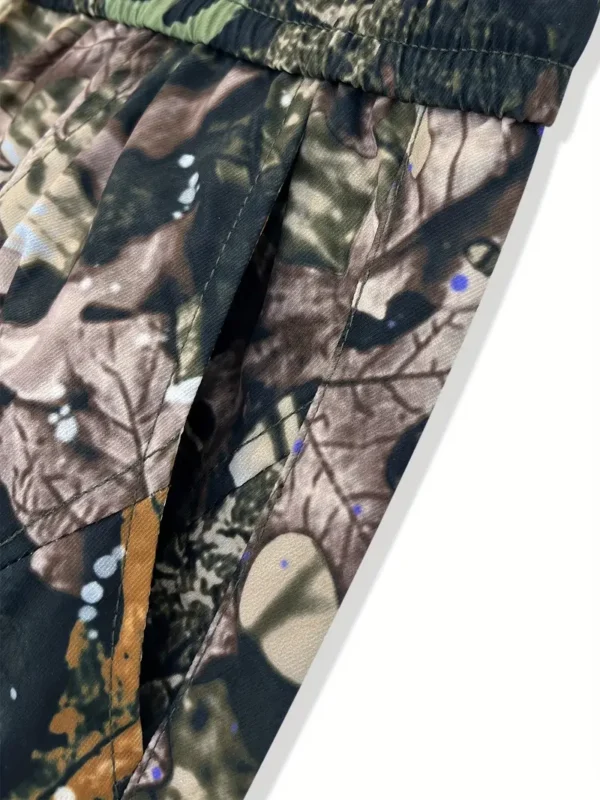 Pantalon cargo imprimé camouflage, pantalon ample 100 % polyester, style urbain, avec plusieurs poches, pour un week-end décontracté, tissu tissé toutes saisons, pantalon grande taille – Image 4