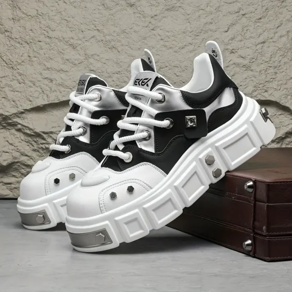 Baskets tendance pour homme, semelle épaisse, style cyberpunk rock, chaussures de sport décontractées à tige basse – Image 12
