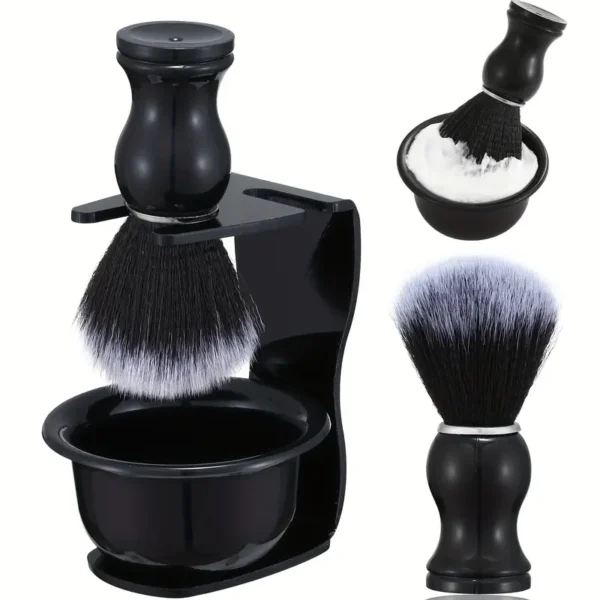 Coffret de blaireau de rasage 3-en-1 de luxe pour homme avec support en acrylique et emplacement pour rasoir