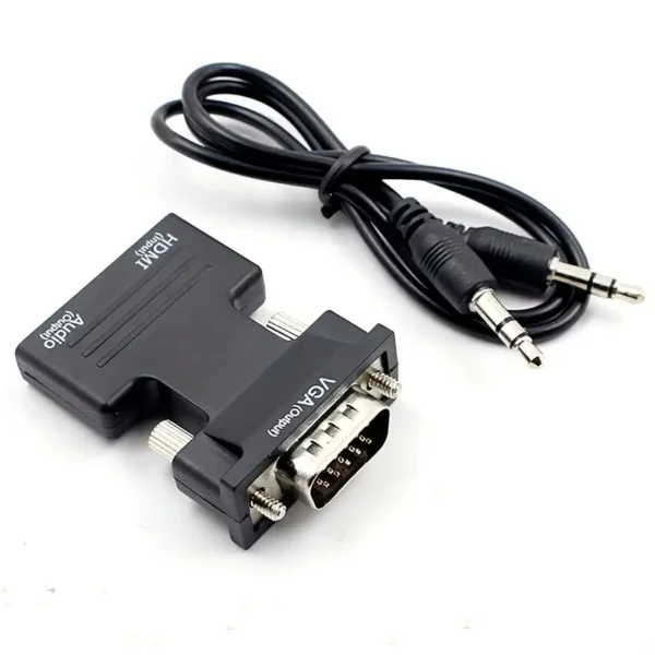 Adaptateur HDMI vers VGA avec audio, interface ligne HD