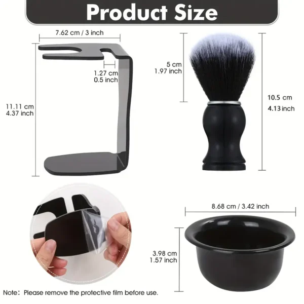 Coffret de blaireau de rasage 3-en-1 de luxe pour homme avec support en acrylique et emplacement pour rasoir – Image 3