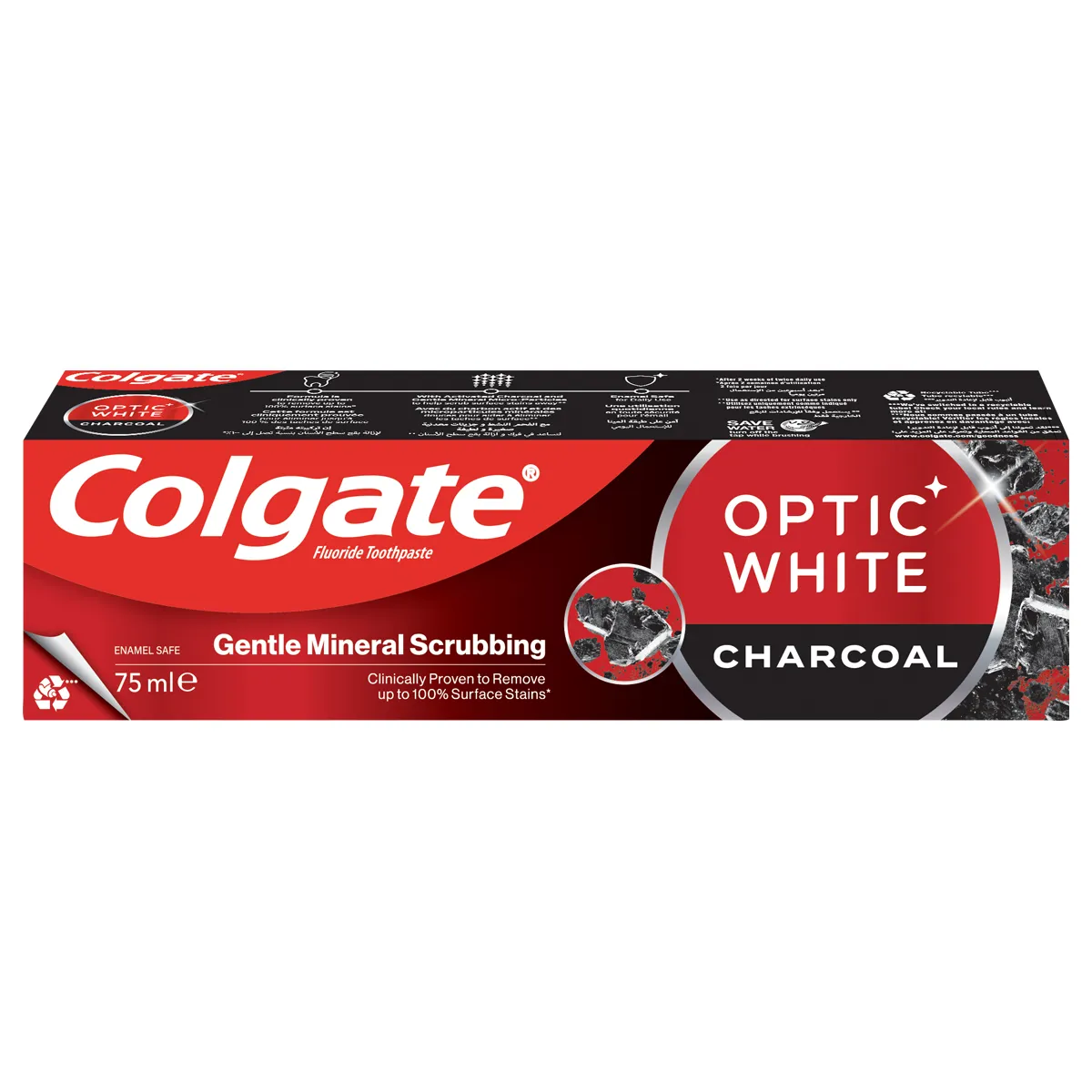 Dentifrice Colgate Optic White Charcoal 75 ml 4 Dentifrice Colgate Optic White Charcoal 75 ml – Image 3