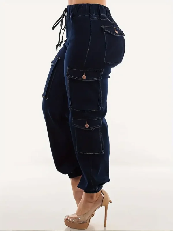 Jean cargo court ultra-extensible avec cordon de serrage – Image 3
