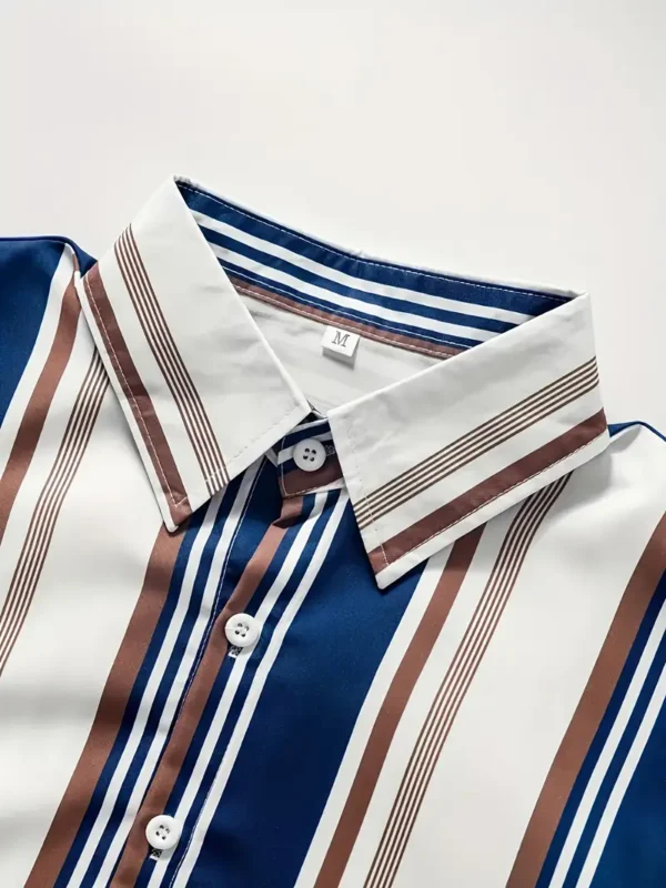 Chemise décontractée à manches longues rayée pour homme – Image 4