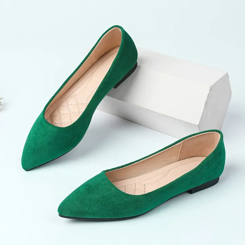 Élégantes ballerines vertes à bout pointu pour femme 7 Élégantes ballerines vertes à bout pointu pour femme – Image 6