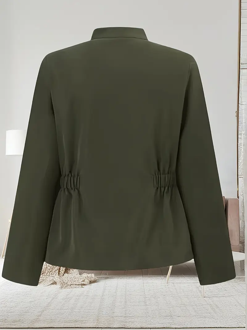 Veste militaire slim boutonnée pour femme 5 Veste militaire slim boutonnée pour femme – Image 4
