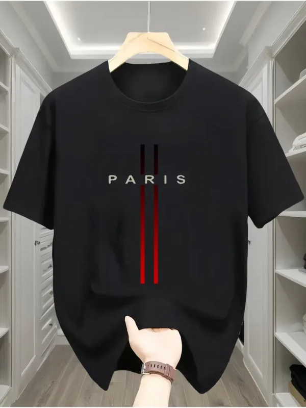T-shirt homme 100 % coton à imprimé géométrique drapeau de Paris – Image 13
