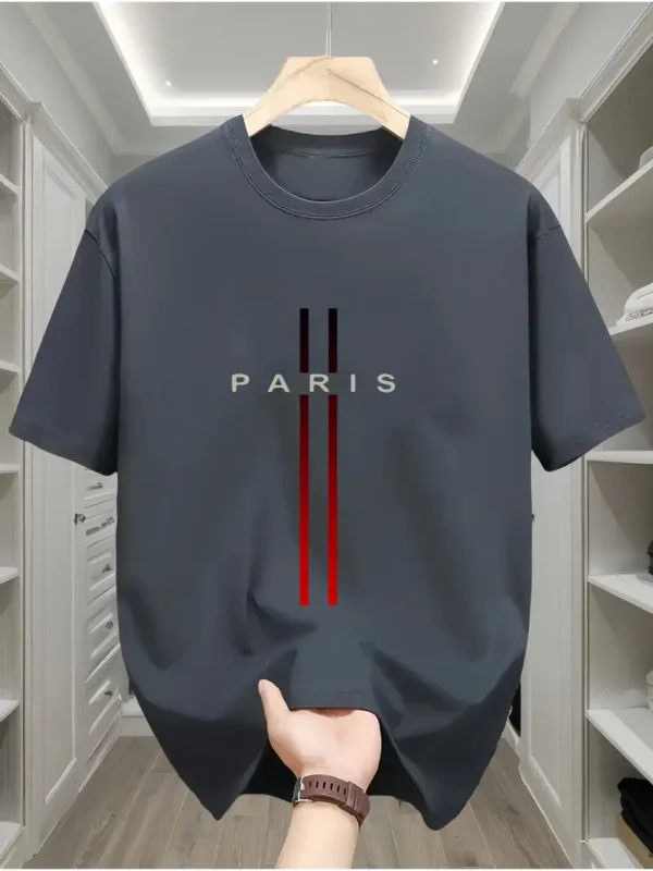 T-shirt homme 100 % coton à imprimé géométrique drapeau de Paris – Image 14