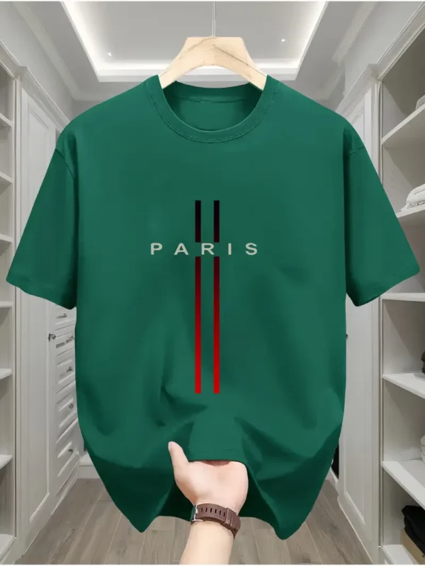 T-shirt homme 100 % coton à imprimé géométrique drapeau de Paris – Image 17