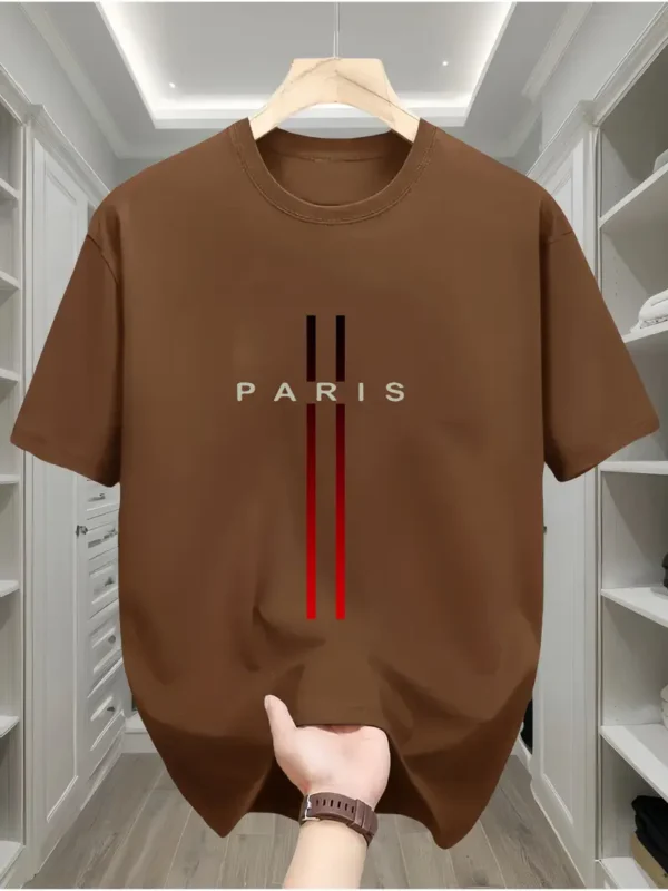 T-shirt homme 100 % coton à imprimé géométrique drapeau de Paris – Image 20