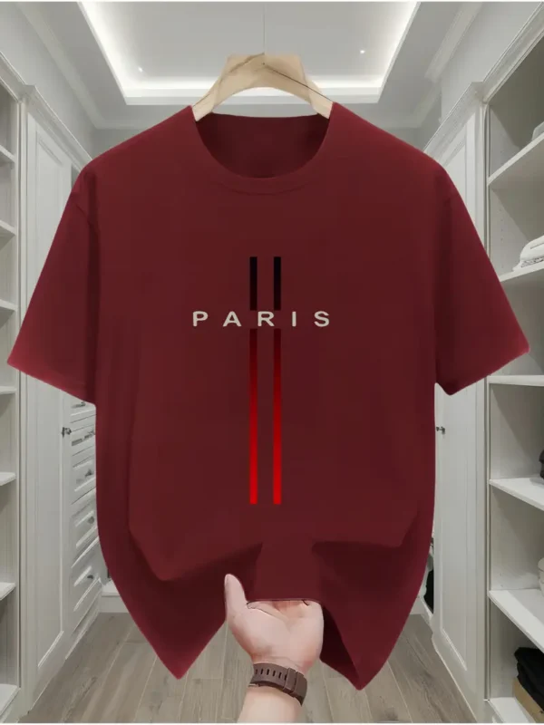 T-shirt homme 100 % coton à imprimé géométrique drapeau de Paris – Image 23