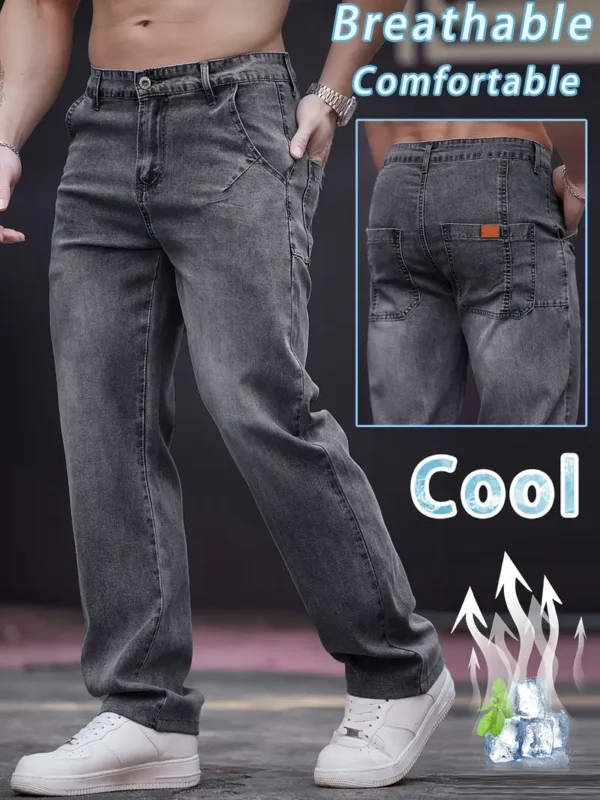 Pantalon homme coupe droite délavé en lyocell 2025