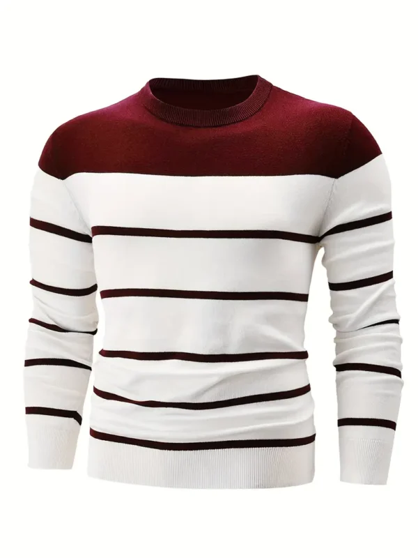 Pull classique rayé à col rond pour homme – Image 10